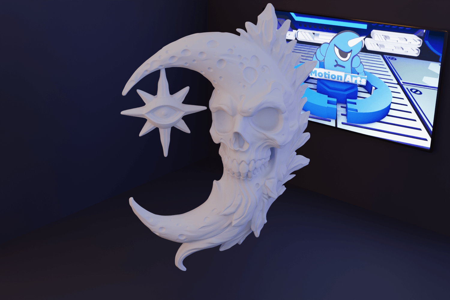 Lua e crânio com estrela mística.stl 3d model