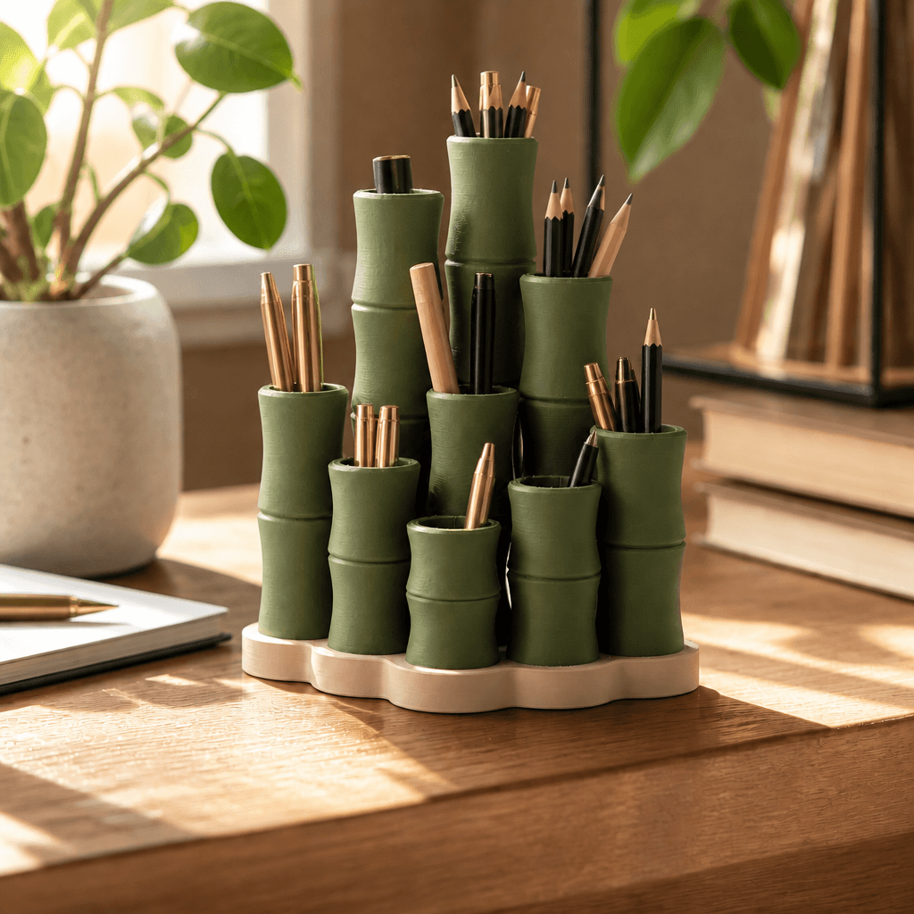 Bamboo Organizer - Modern Decorative Storage Solution 3d model