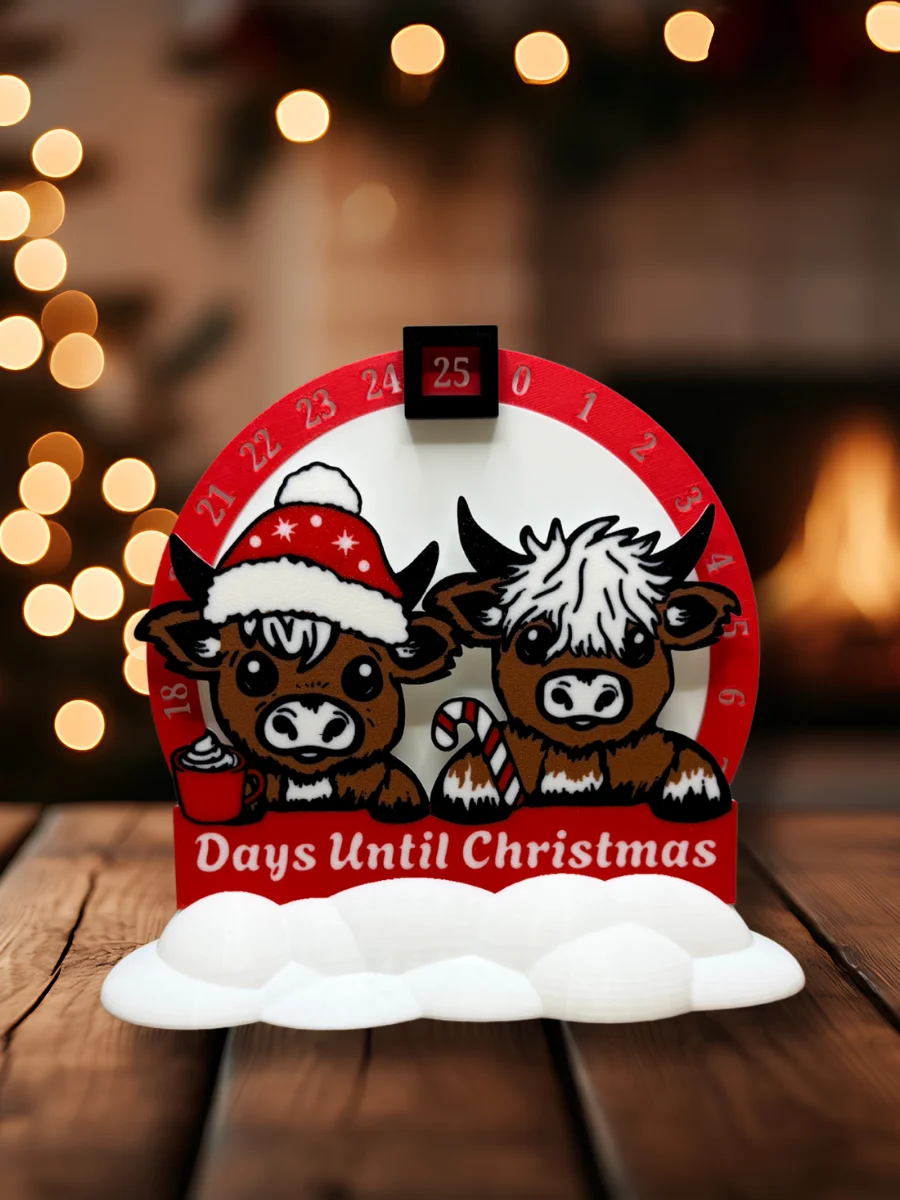 HIGHLAND COW COUNTDOWN TO CHRISTMAS DECOR HOLIDAY HIGHLAND COW HOME DECOR 3d model