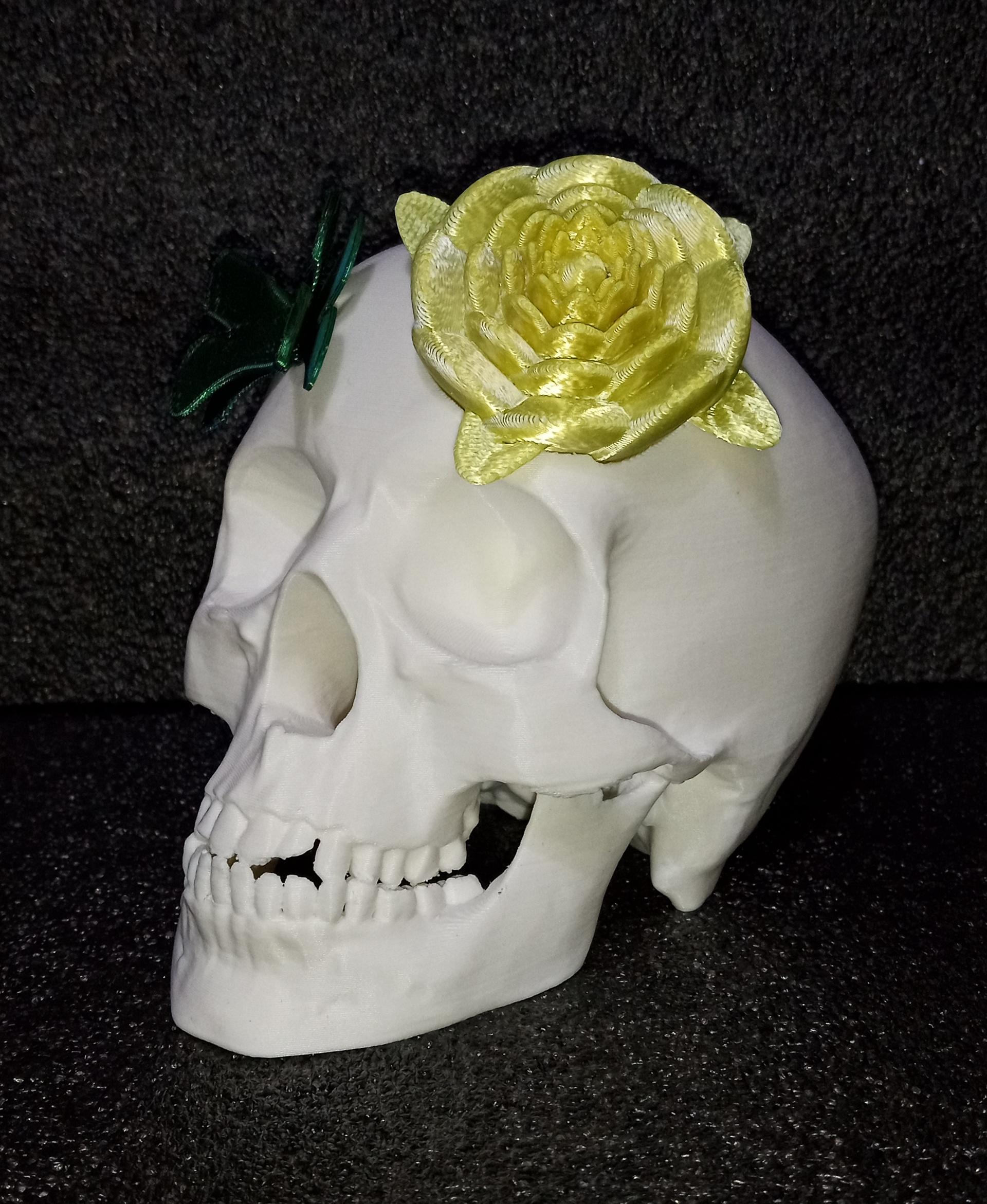 gothic skull with flower butterfly .stl - great stl ! - 3d model