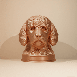 Barbet Dog Bust with Nameplate - 3D Printable Pet Memorial Statue 3d model