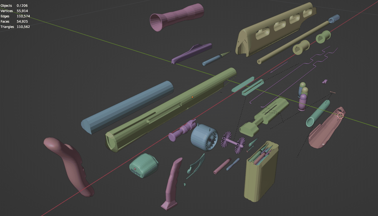 futuristic ak47 looking gun 3d model