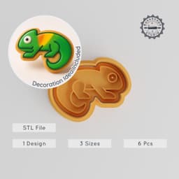Chameleon Cookie Cutter & Stamp Set, 3 Sizes, Perfect for Cookies & Fondant, Adaptive Reptile Design PRODUCT_69 3d model