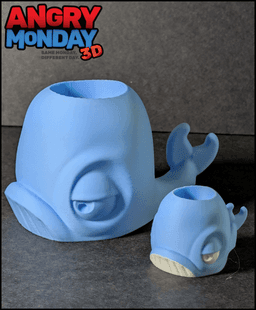 Grumpy Whale Pen Holder | 3D Printable Desk Organizer STL 3d model