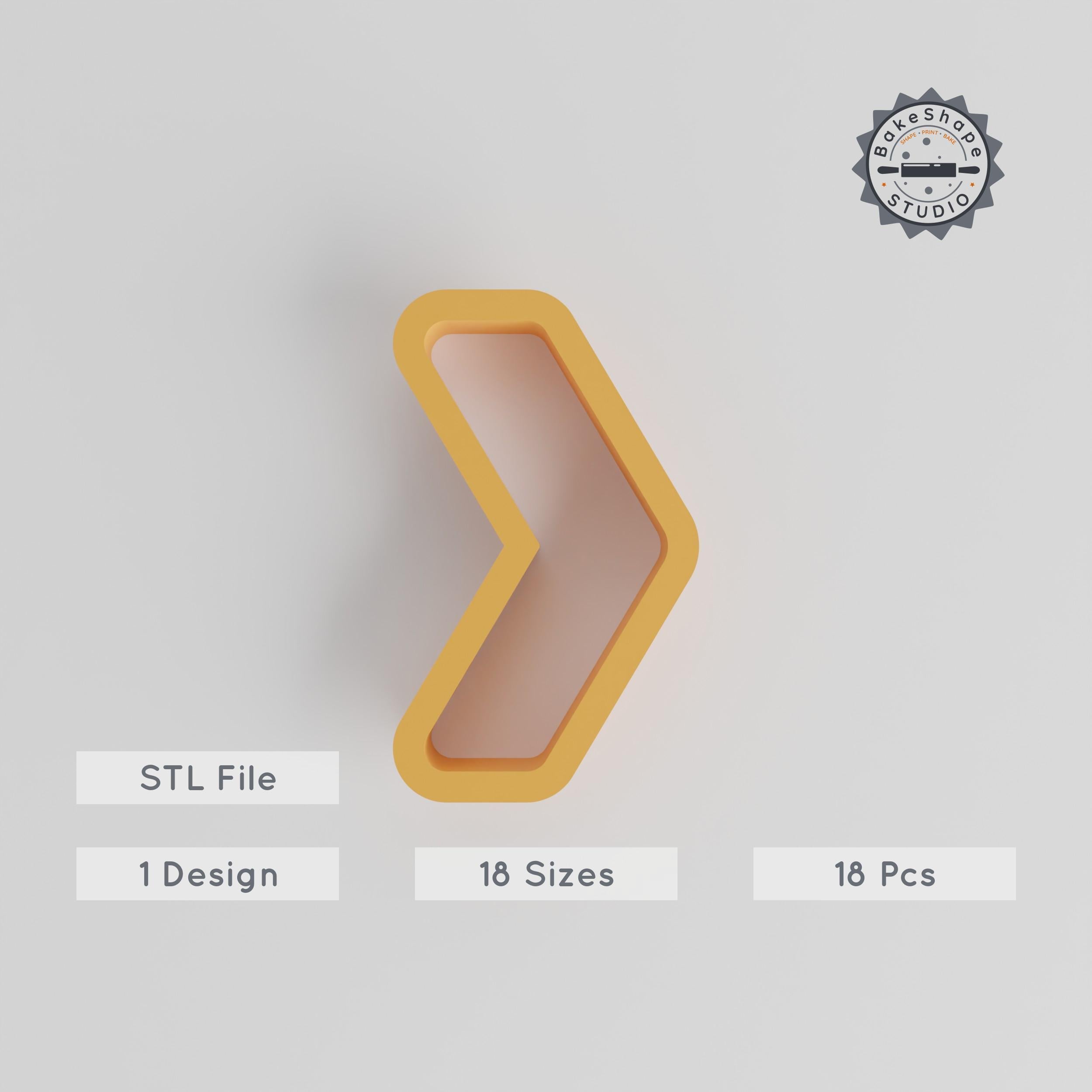 Chevron Shape Cutter Set, 18 Sizes 0.75"-5.00", Perfect for Cookies, Fondant & Clay PRODUCT_103 3d model