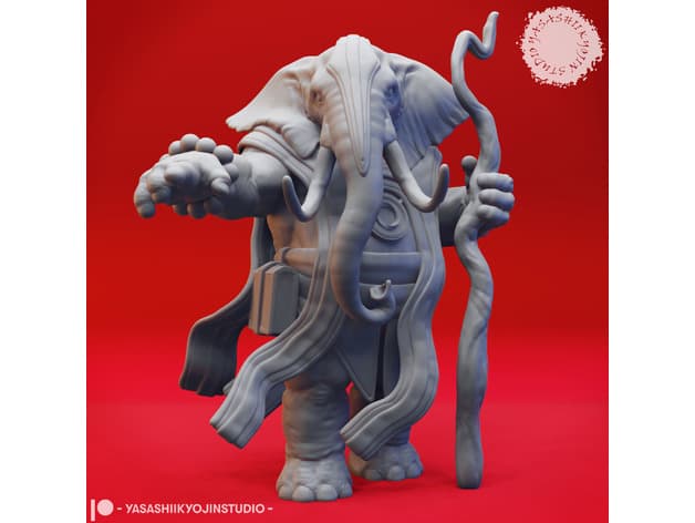 Loxodon Druid - Tabletop Miniature 3d model