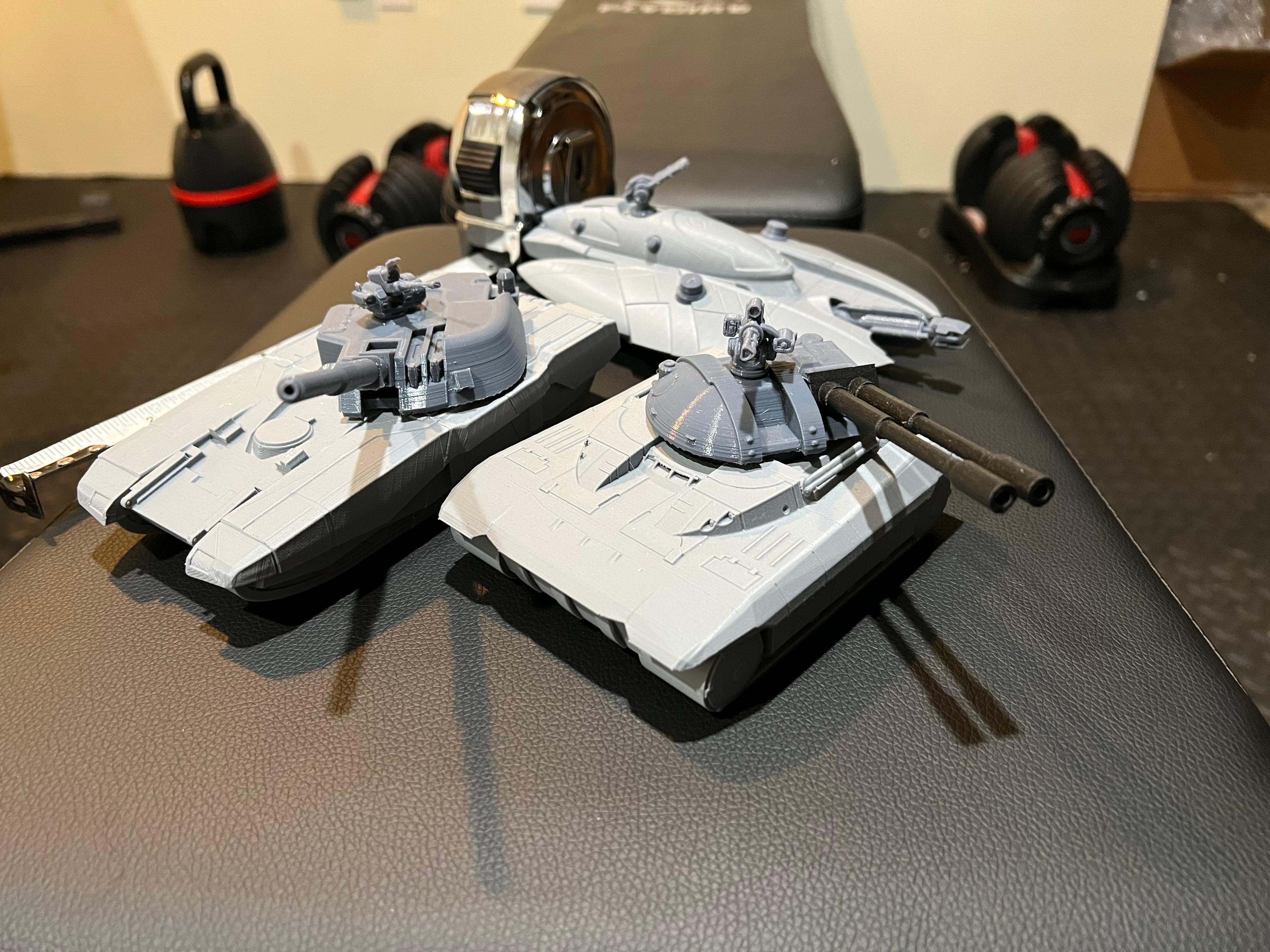 Planetside 2 MBTs (Main Battle Tanks) Magrider, Prowler, Vanguard with Articulating Turrets 3d model