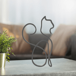 Cat Line Art, Modern, Minimalist 3d model