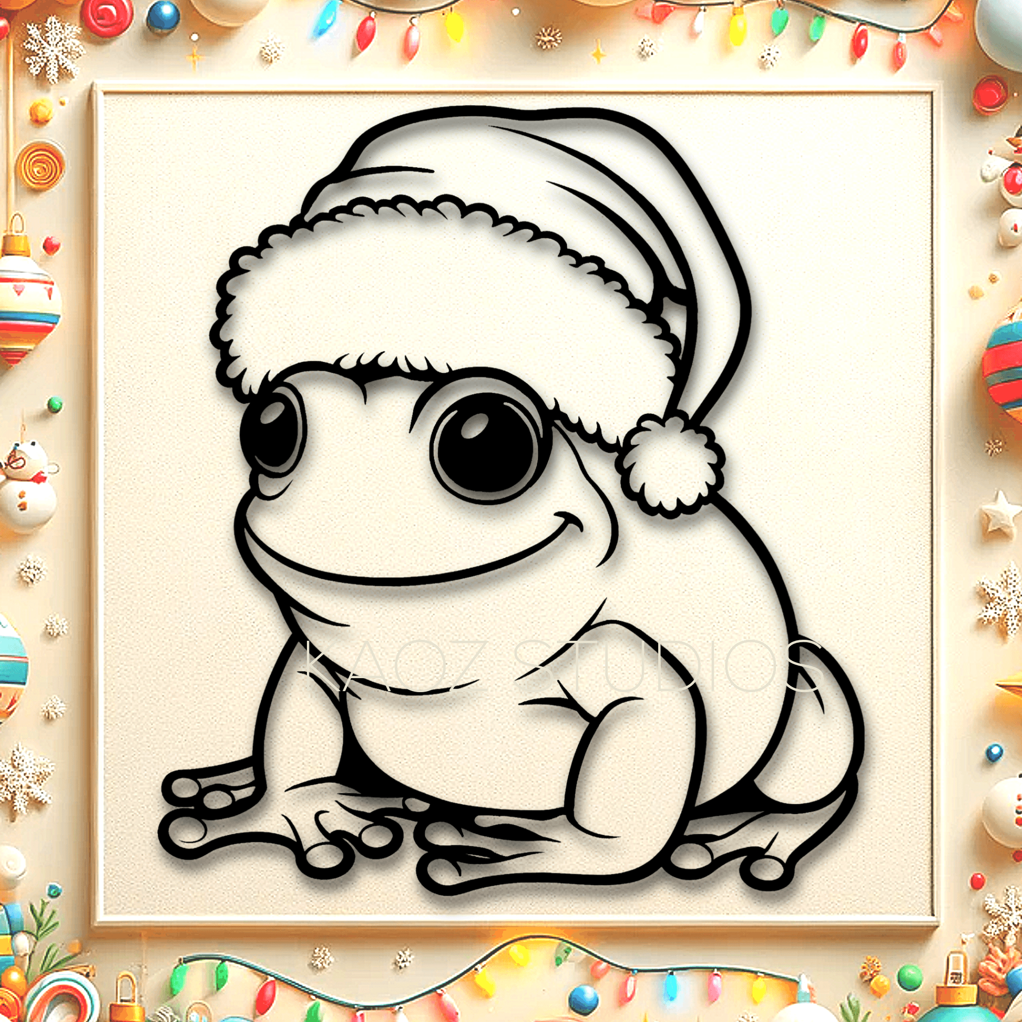 santa frog wall art christmas wall decor 2d christmas decoration 3d model