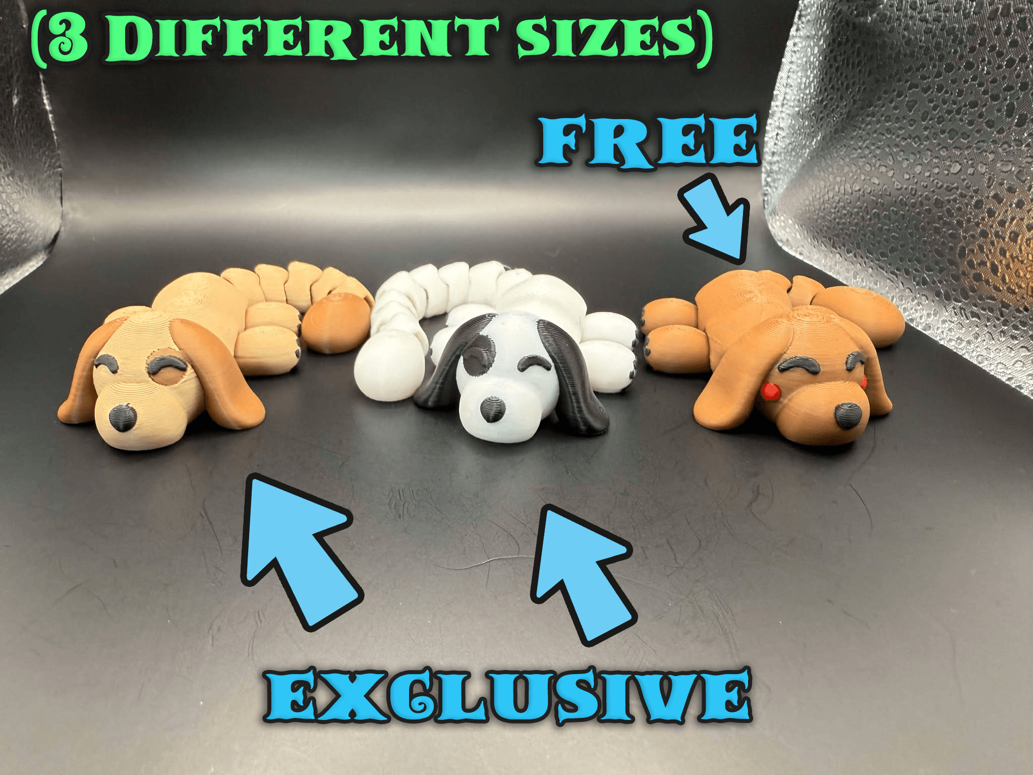 Cute Tiny Articulated Doggie (3 tail lengths) 3d model