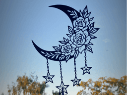 Floral Crescent Moon 2D Wall Art.stl 3d model