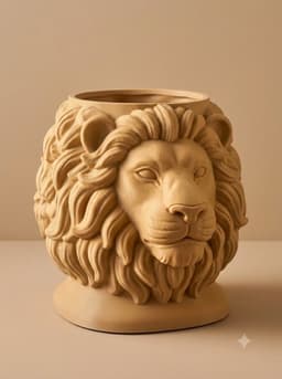 Majestic Lion Head Planter - Support-Free 3D Printable Pot 3d model