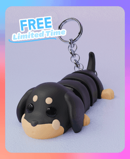 Flexi Dachshund Dog Keychain (Single Color) 3d model