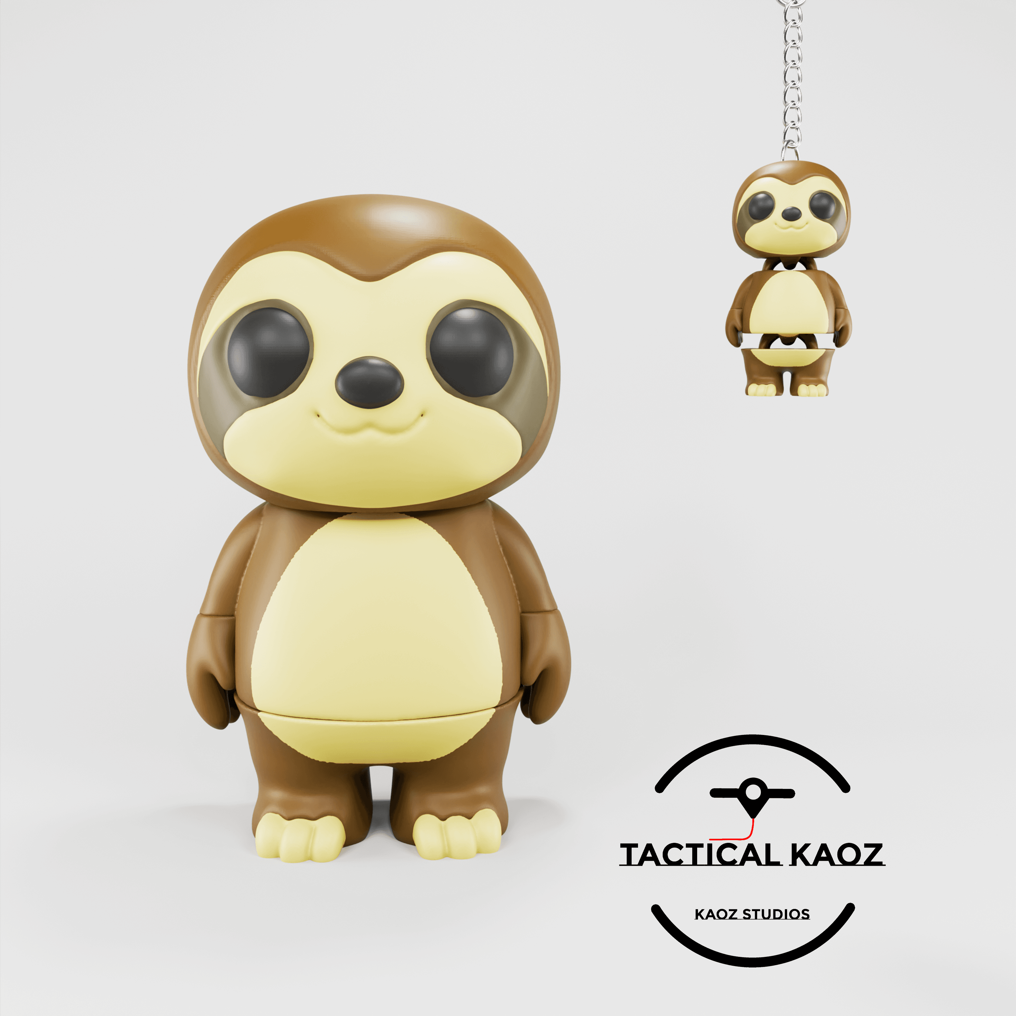 Flexy Sloth Figurine + Keychain 3d model