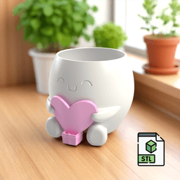 Love Buddy Planter STL | Heart Hug Pot | Cute 3D Printable Planter 3d model