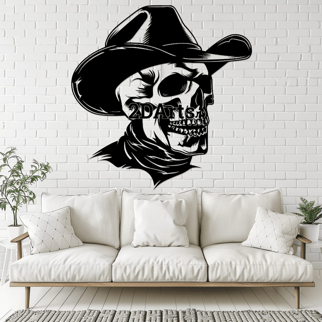 Skull with Cowboy Hat 2D Wall Art/Window Art 3d model
