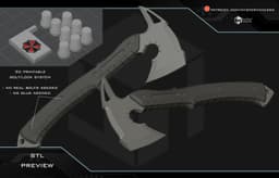 Leon's hatchet with printable bolt lock system 3d model