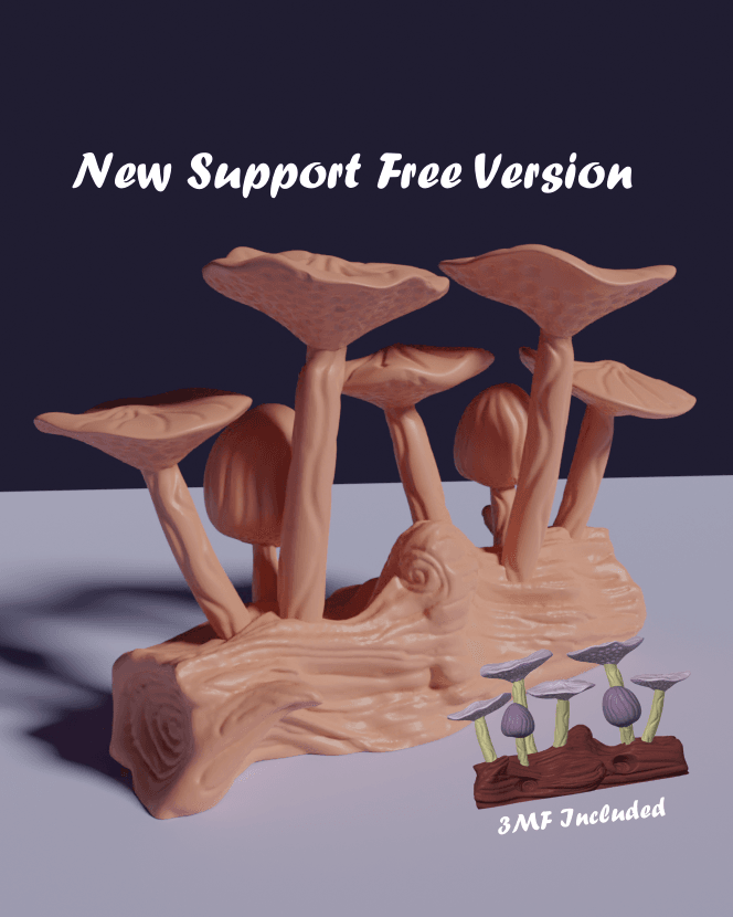 Mushrooms Free Standing, Decorative Statue, Art, Wood Carving, Sculpture, Fungi Wall Decor 3d model