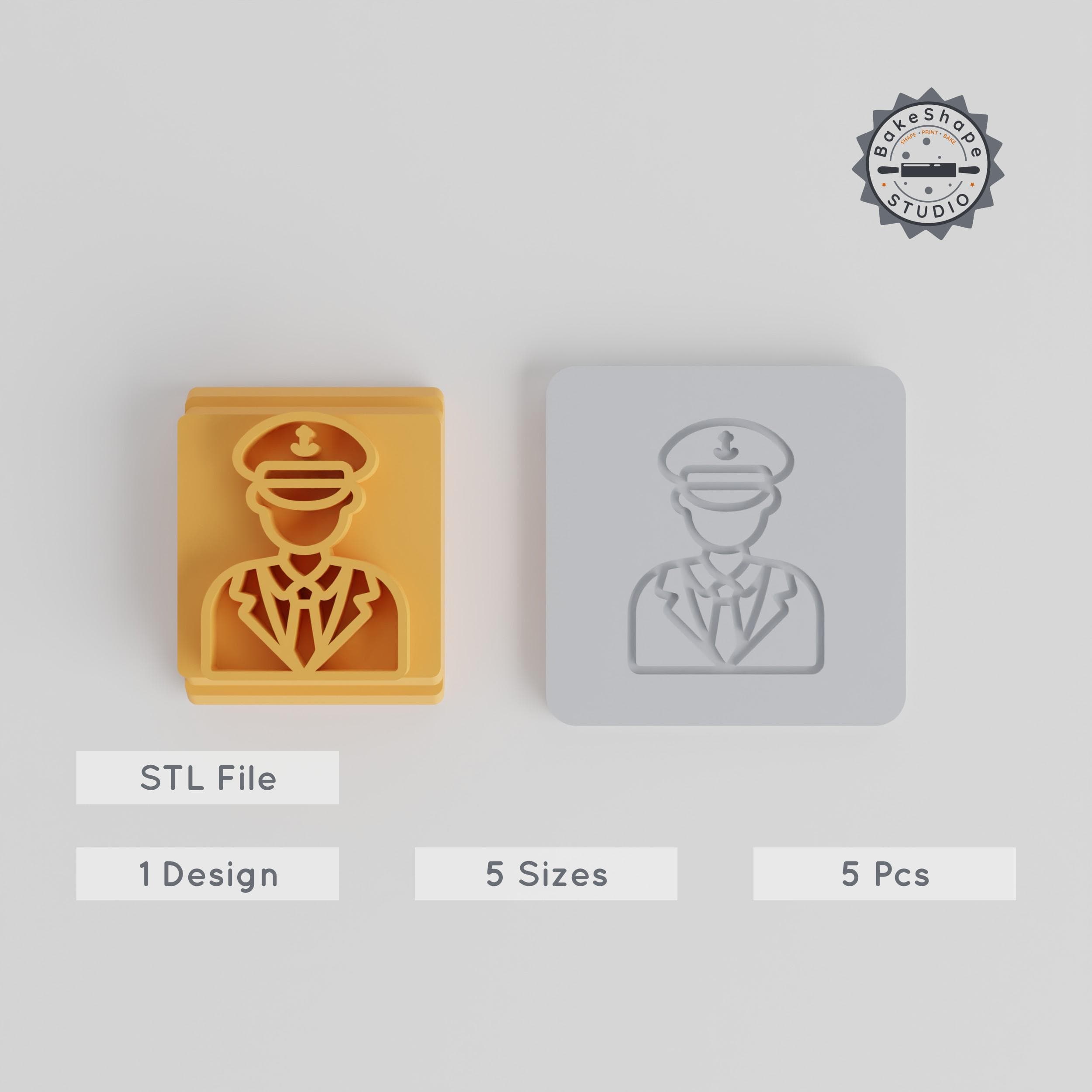 Captain Stamp Tile Set, 5 Motif Sizes 20-40mm for Clay, Cookies & Fondant PRODUCT_1628 3d model