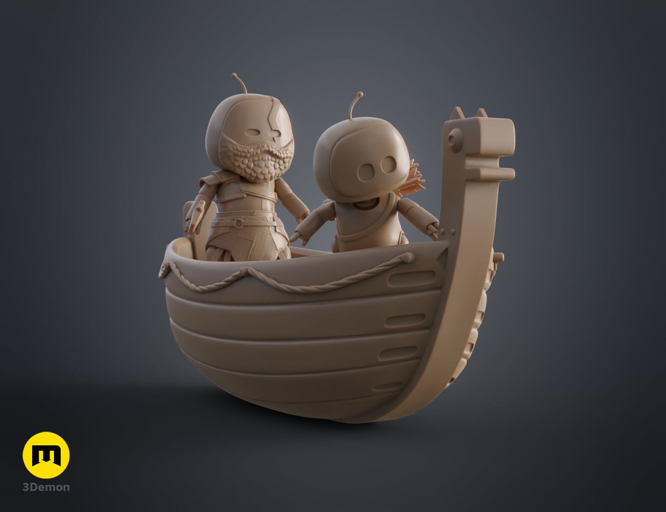 GoW_figures_joined_with_boat_3Demon.stl 3d model