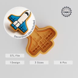 Space Shuttle Cookie Cutter & Stamp Set, 3 Sizes, Spacecraft-Themed, Rocket Ship Fondant Decor PRODUCT_167 3d model
