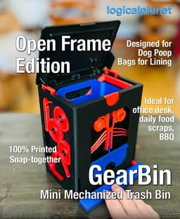 GearBin Open Frame Edition – Mini Mechanized Trash Bin 3d model