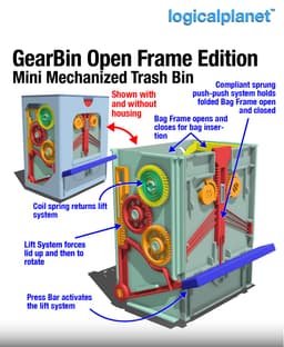 GearBin Open Frame Edition – Mini Mechanized Trash Bin 3d model