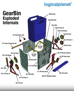 GearBin Open Frame Edition – Mini Mechanized Trash Bin 3d model