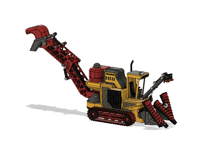 Yellow Sugarcane Harvester With Movements 3d model