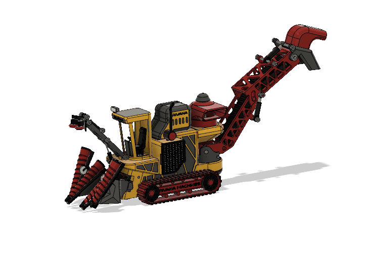 Yellow Sugarcane Harvester With Movements 3d model