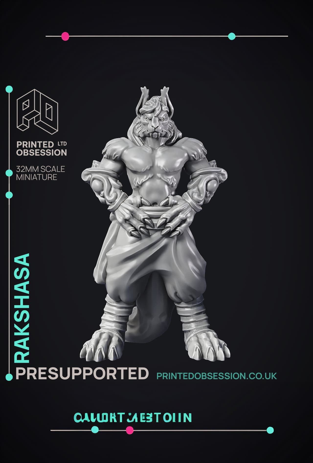 Rakshasa - Medium Demon - PRESUPPORTED - Hell Hath No Fury - 32 mm Scale 3d model