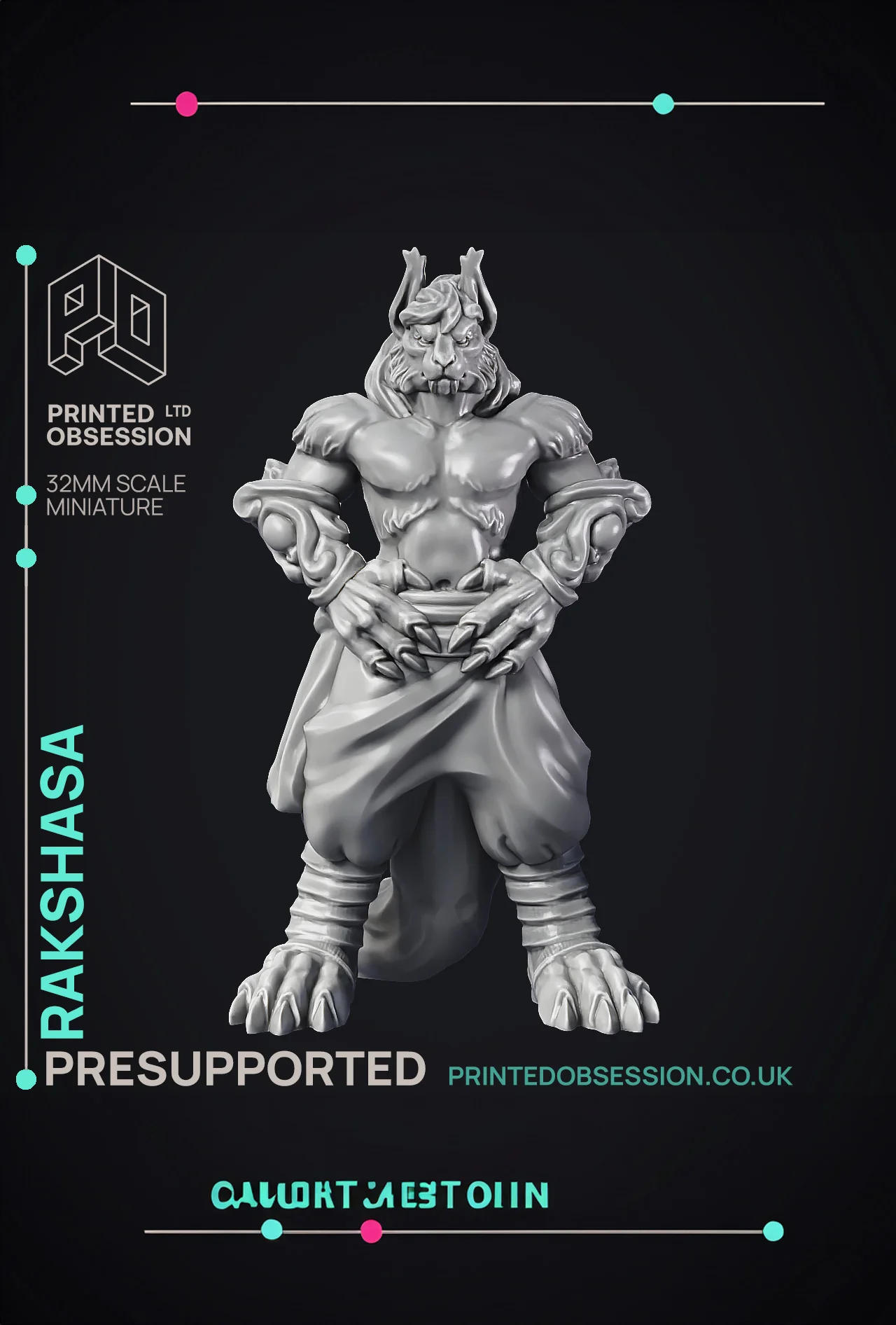Rakshasa - Medium Demon - PRESUPPORTED - Hell Hath No Fury - 32 mm Scale 3d model