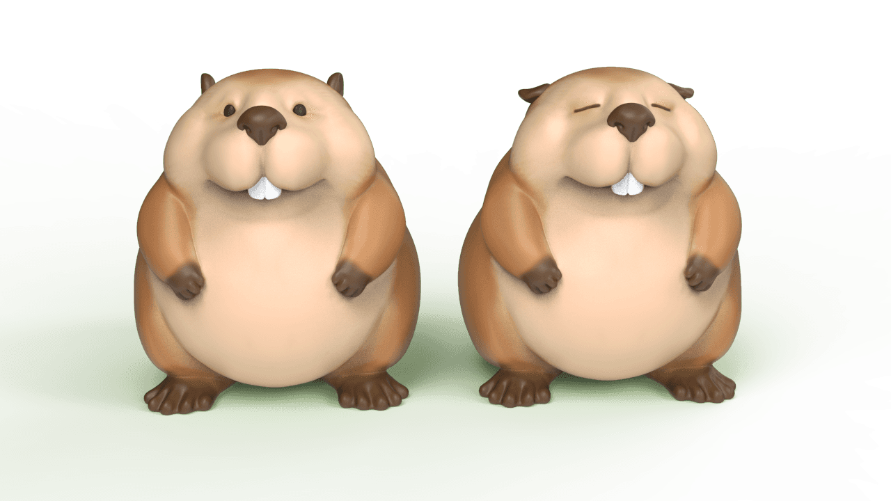 Cute Beaver 2 Type 3d model