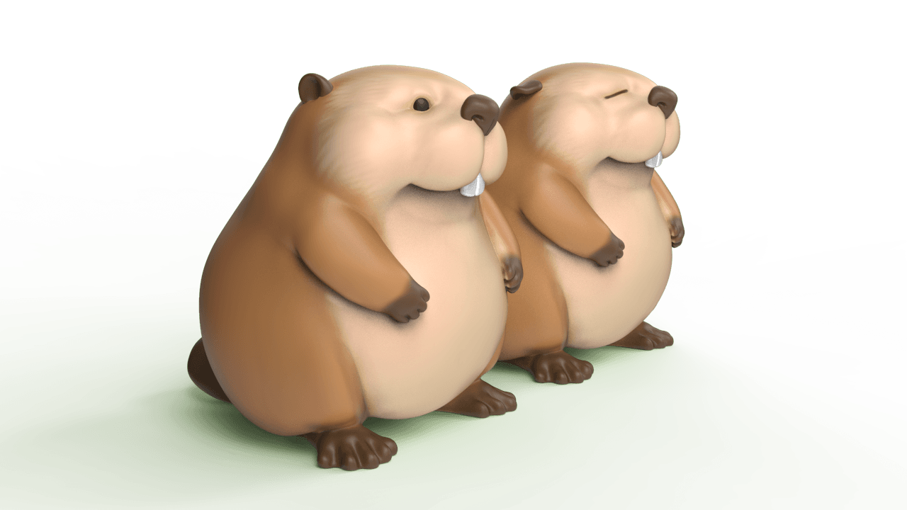 Cute Beaver 2 Type 3d model