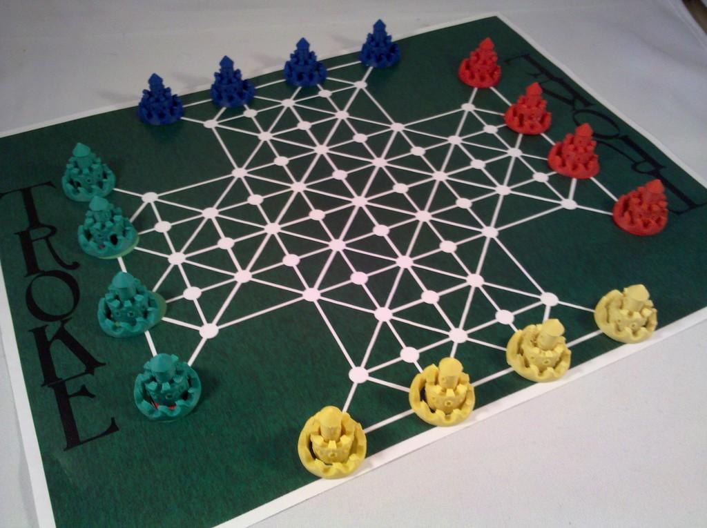 Troke Game Pieces and Board 3D Print and Play 3d model