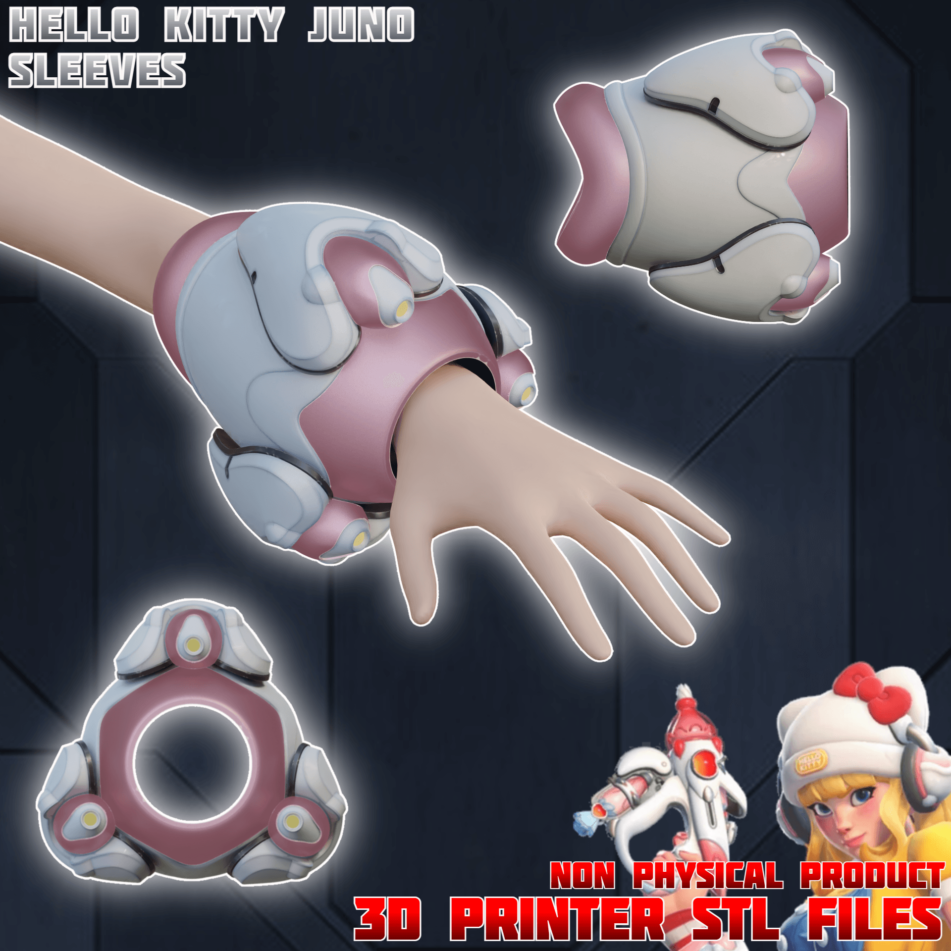 Hello Kitty Juno Cosplay Sleeves Overwatch 3d model