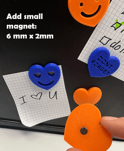 5x Heart Magnets 3d model
