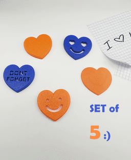 5x Heart Magnets 3d model