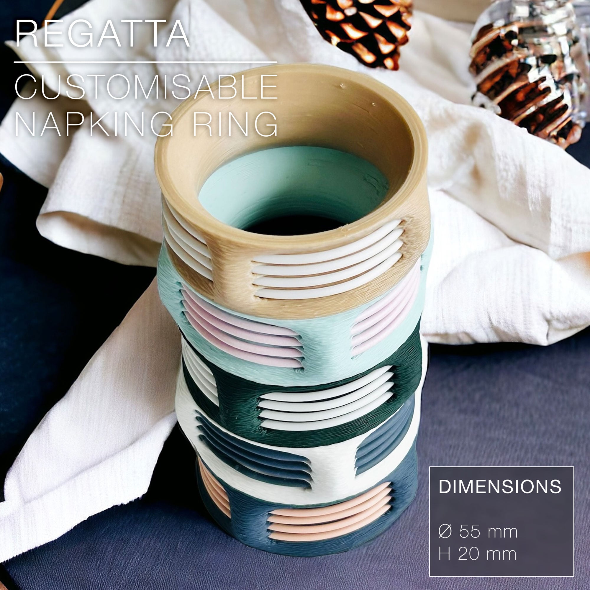 REGATTA | Napkin Rings, customisable 3d model