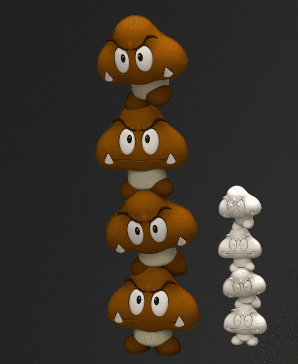 Angry Goomba Tower - Mario Fan Art 3d model