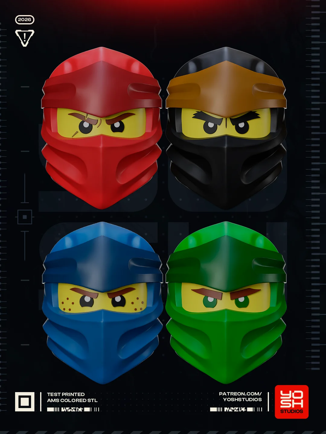 Brick Ninja Helmet 3D Printer STL File 3d model