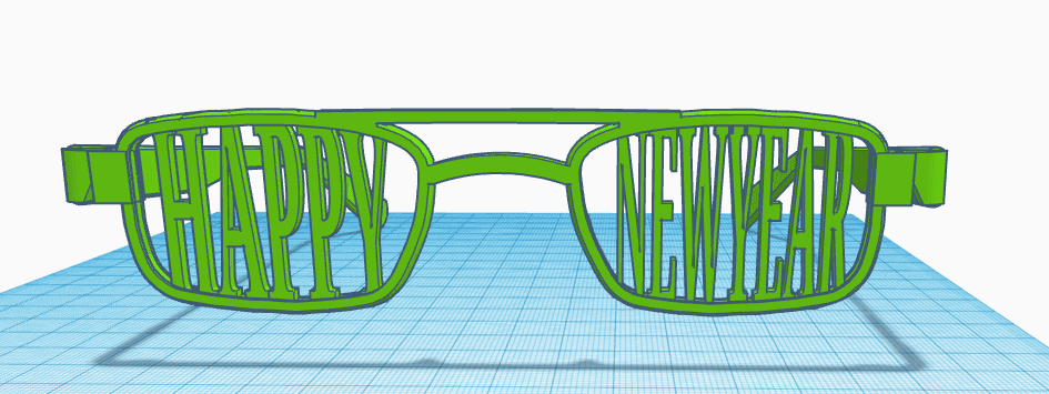 happy new year glasses print without supports  v3.stl 3d model