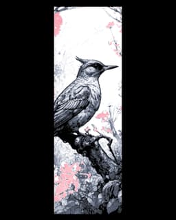 Birds sitting on the blossoming cherry Tree branches - set of bookmarks 3d model