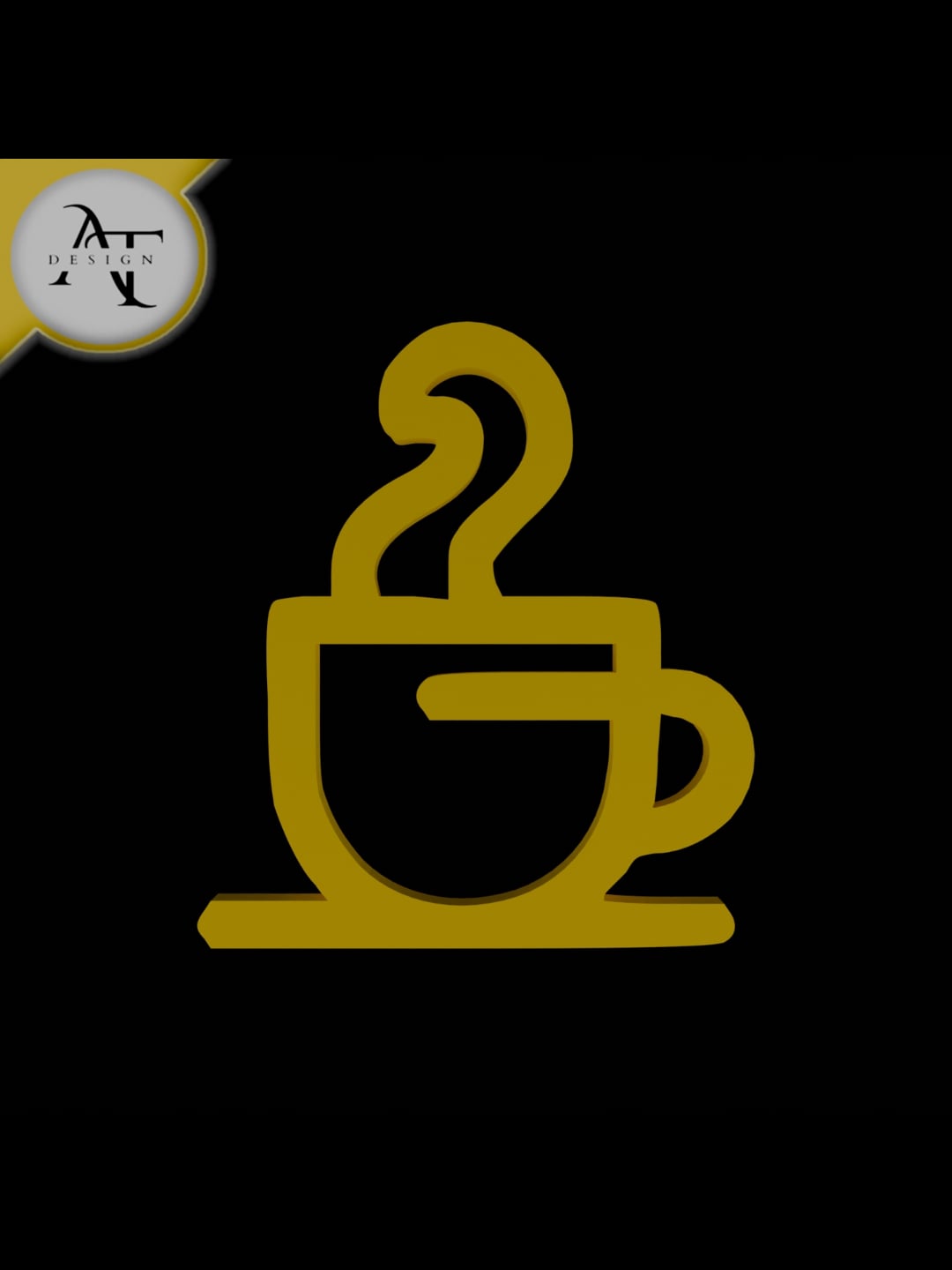 Simple Coffee Cup Symbol - 2D Art 3d model