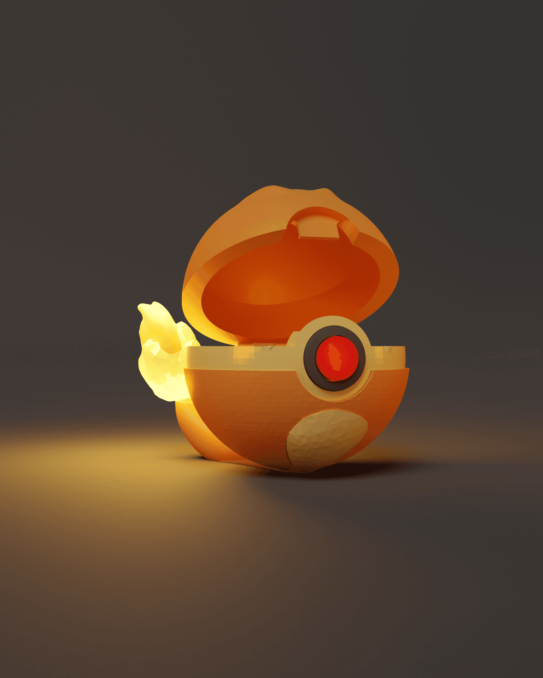 CharmaBall Charmander Themed Opening Pokeball - Fan Art 3d model