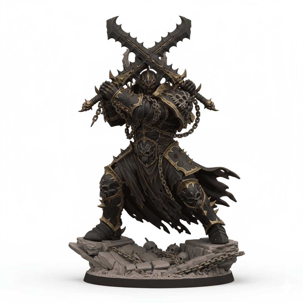 Chaos Gladiator Chained Twin Blades Printable STL 3d model