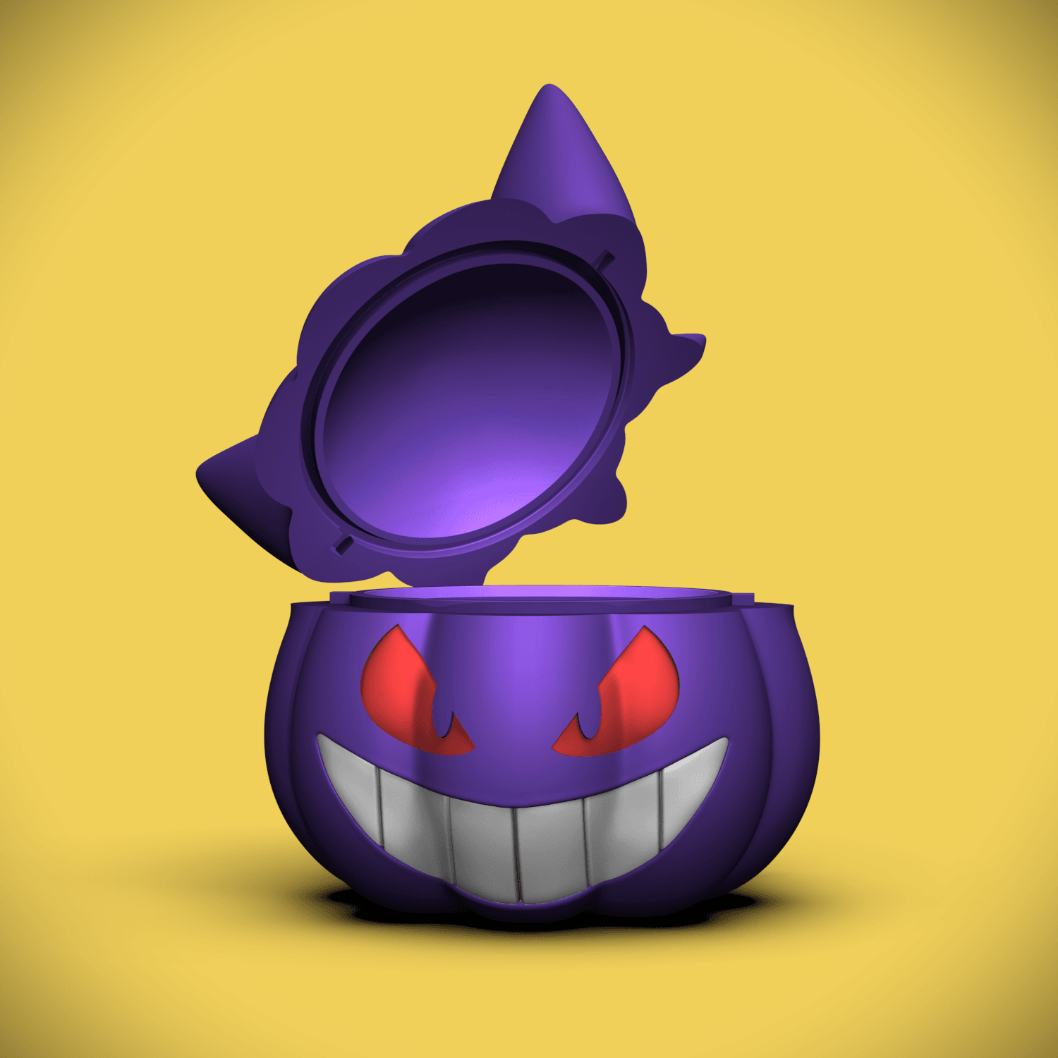 Gengar Pumpkin Bowl/Lid (+Bambu 3mf Files) 3d model