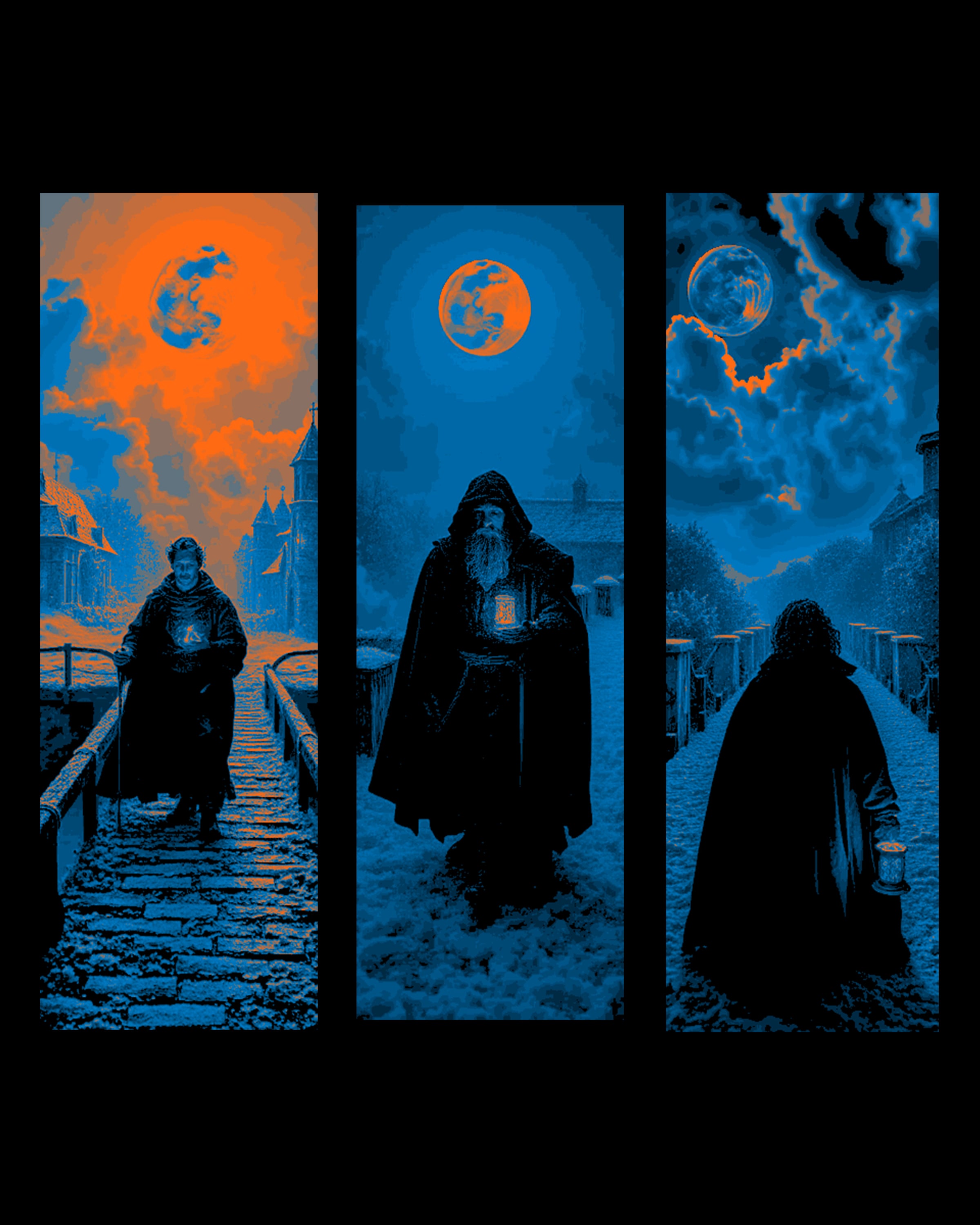 The mysterious Walker under the fire moon - Fantasy set of bookmarks 3d model