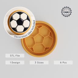 Football Shape Cutter & Stamp, Cookie & Fondant Craft Set, 3 Sizes S/M/L, Sports Ball Decor PRODUCT_609 3d model