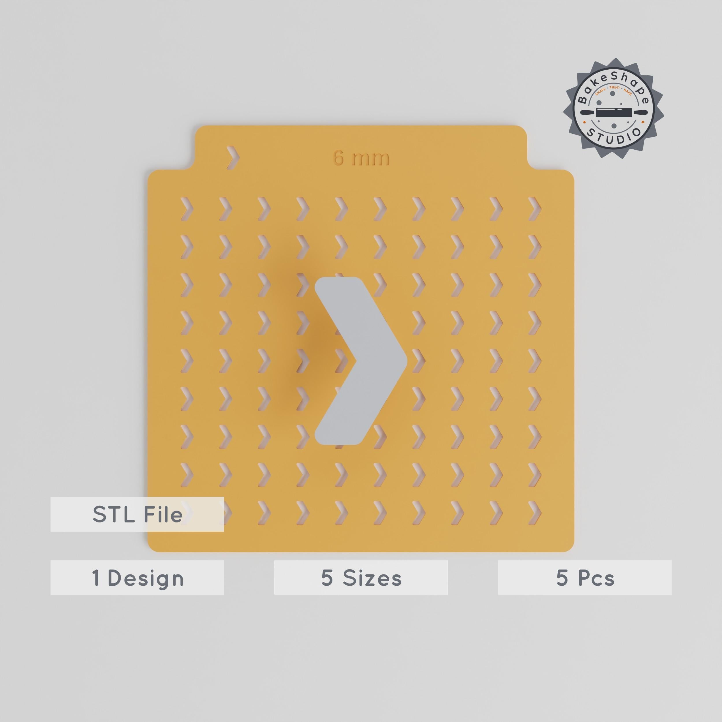 Chevron Sprinkle Stencil Set, Arrow & Directional Designs, 5 Sizes 6-14mm, Compatible with Edible Glitter & Cocoa PRODUCT_1325 3d model